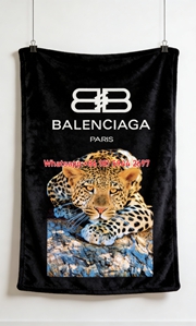 Balenciaga Leopard Print Flannel Sofa Throw Blanket Luxury Brand Cover BA017